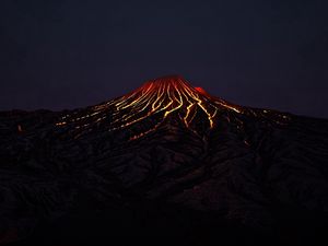 Preview wallpaper volcano, crater, lava, hot, dark