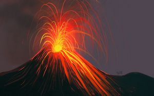 Preview wallpaper volcano, eruption, art