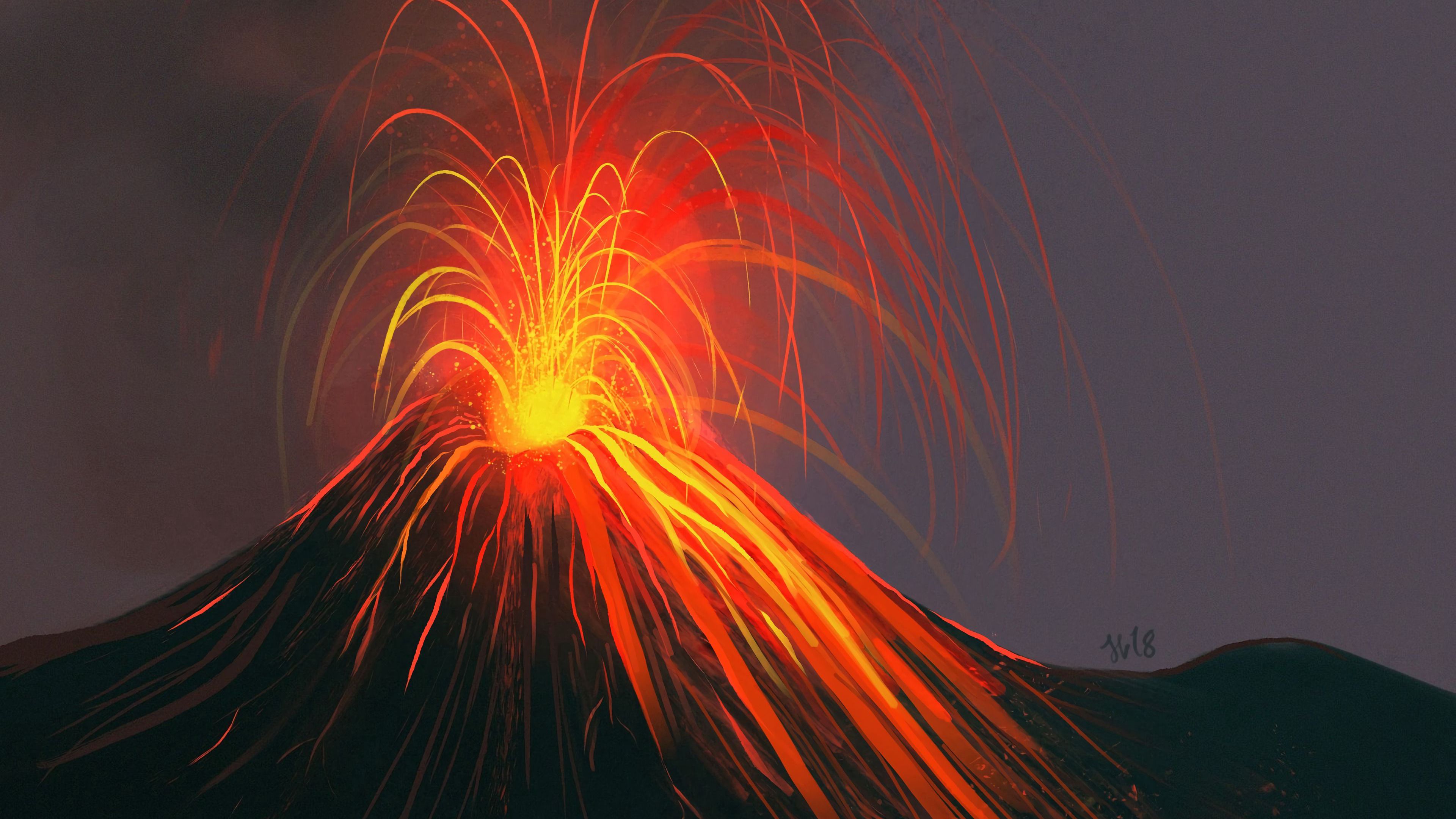 volcano art wallpaper