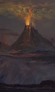 Preview wallpaper volcano, eruption, darkness, dark, art