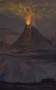 Preview wallpaper volcano, eruption, darkness, dark, art