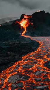 Preview wallpaper volcano, eruption, lava, stones, hot