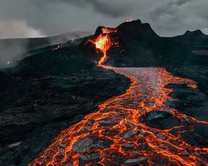 Preview wallpaper volcano, eruption, lava, stones, hot