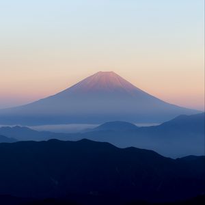 Preview wallpaper volcano, fog, mountain, fuji, japan