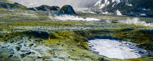 Preview wallpaper volcano, geyser, mountains