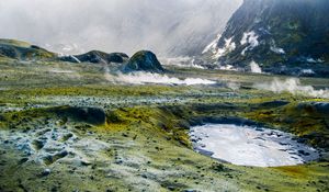 Preview wallpaper volcano, geyser, mountains