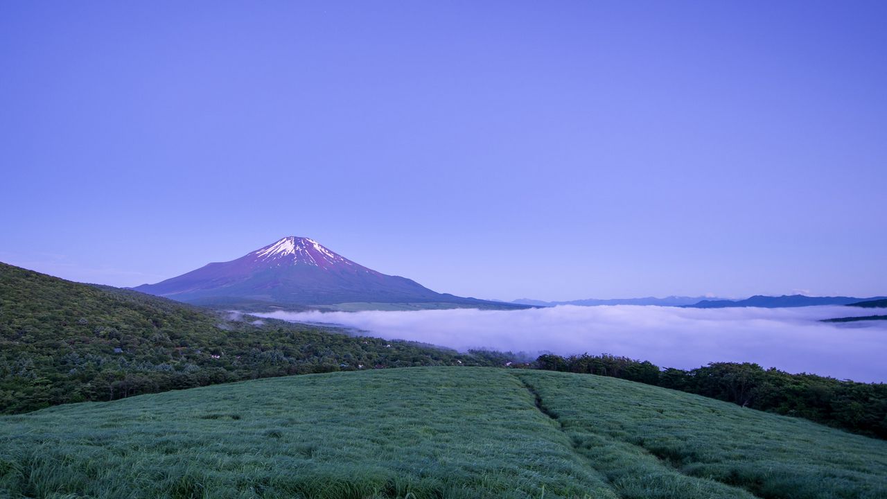 Wallpaper volcano, honshu, mist, mountain, japan, fuji