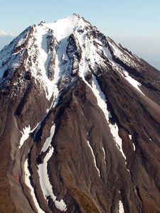 Preview wallpaper volcano, kamchatka, snow, slopes