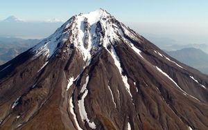 Preview wallpaper volcano, kamchatka, snow, slopes