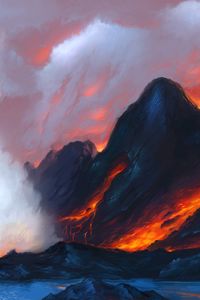 Preview wallpaper volcano, lava, art