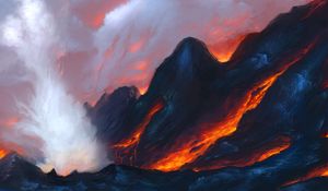 Preview wallpaper volcano, lava, art