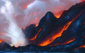 Preview wallpaper volcano, lava, art