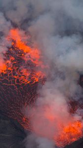 Preview wallpaper volcano, lava, eruption, smoke, ash, hot, crater