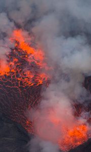 Preview wallpaper volcano, lava, eruption, smoke, ash, hot, crater
