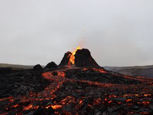 Preview wallpaper volcano, lava, eruption, spray, hot