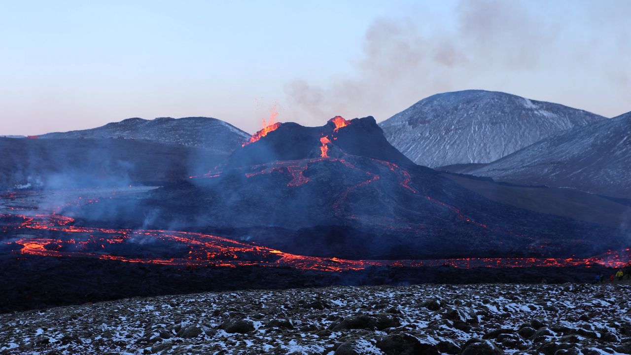 Wallpaper volcano, lava, eruption, smoke, nature