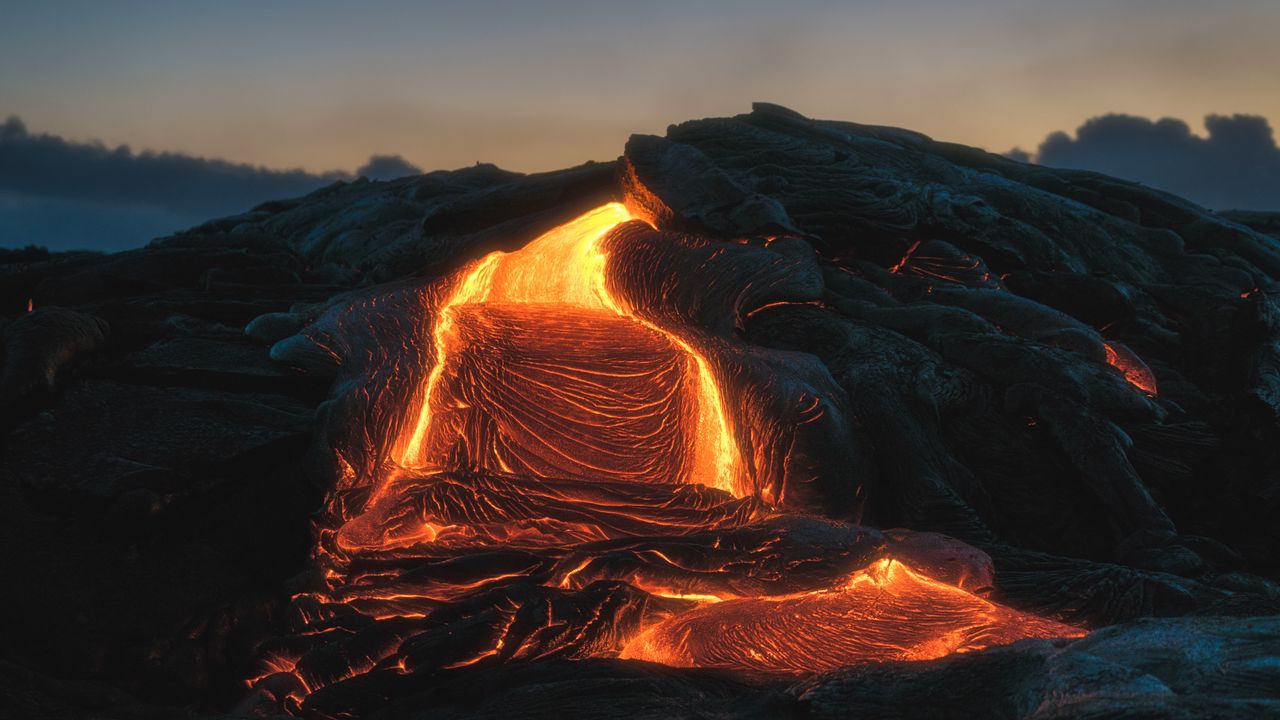 Wallpaper volcano, lava, fiery, melting