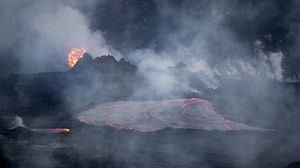 Preview wallpaper volcano, lava, smoke, eruption