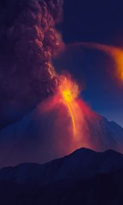 Preview wallpaper volcano, mountain, art, stones, lava