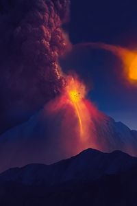 Preview wallpaper volcano, mountain, art, stones, lava