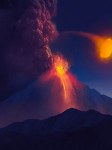 Preview wallpaper volcano, mountain, art, stones, lava