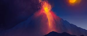 Preview wallpaper volcano, mountain, art, stones, lava