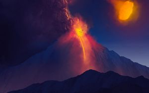 Preview wallpaper volcano, mountain, art, stones, lava