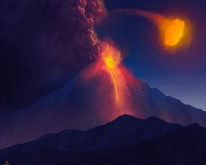 Preview wallpaper volcano, mountain, art, stones, lava