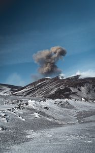 Preview wallpaper volcano, mountain, cloud, ash