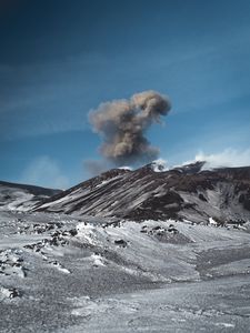 Preview wallpaper volcano, mountain, cloud, ash