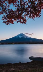 Preview wallpaper volcano, mountain, lake, tree, autumn