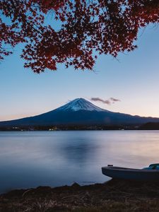 Preview wallpaper volcano, mountain, lake, tree, autumn