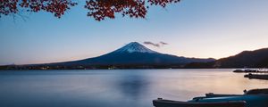 Preview wallpaper volcano, mountain, lake, tree, autumn