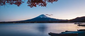 Preview wallpaper volcano, mountain, lake, tree, autumn