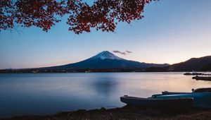 Preview wallpaper volcano, mountain, lake, tree, autumn