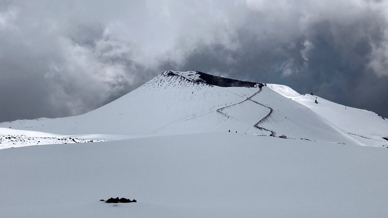 Wallpaper volcano, mountain, snow, winter, landscape