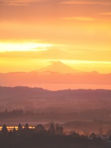 Preview wallpaper volcano, mountains, hilltop, sunset