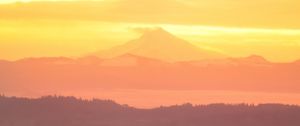 Preview wallpaper volcano, mountains, hilltop, sunset