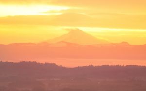 Preview wallpaper volcano, mountains, hilltop, sunset