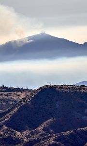 Preview wallpaper volcano, mountains, peak, hills, smoke