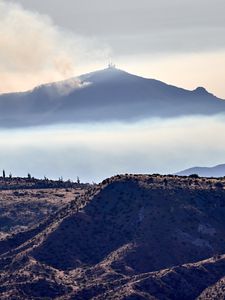 Preview wallpaper volcano, mountains, peak, hills, smoke