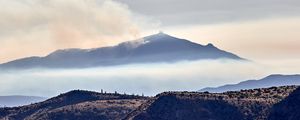 Preview wallpaper volcano, mountains, peak, hills, smoke