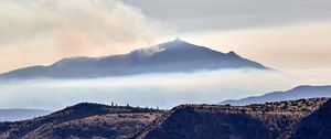 Preview wallpaper volcano, mountains, peak, hills, smoke