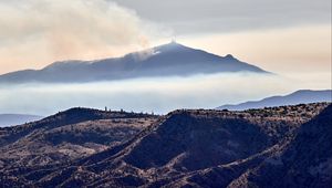 Preview wallpaper volcano, mountains, peak, hills, smoke