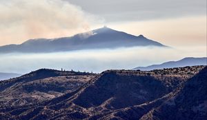 Preview wallpaper volcano, mountains, peak, hills, smoke