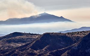 Preview wallpaper volcano, mountains, peak, hills, smoke