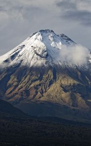 Preview wallpaper volcano, mountains, snowy, clouds