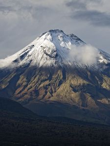 Preview wallpaper volcano, mountains, snowy, clouds