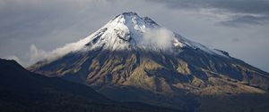 Preview wallpaper volcano, mountains, snowy, clouds