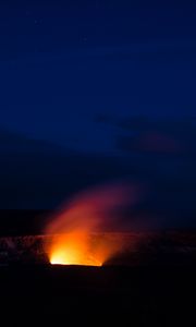 Preview wallpaper volcano, night, starry sky, sky